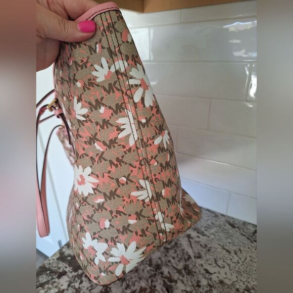 MICHAEL KORS Large Carryall Flowers Tote Jet Set Travel Saffiano Leather - Picture 5 of 13